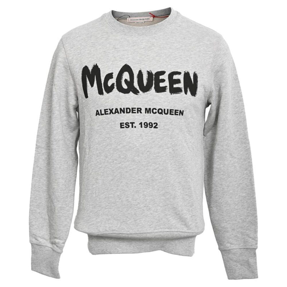 Alexander Mcqueen Graffiti Sweatshirt in Grey Cotton